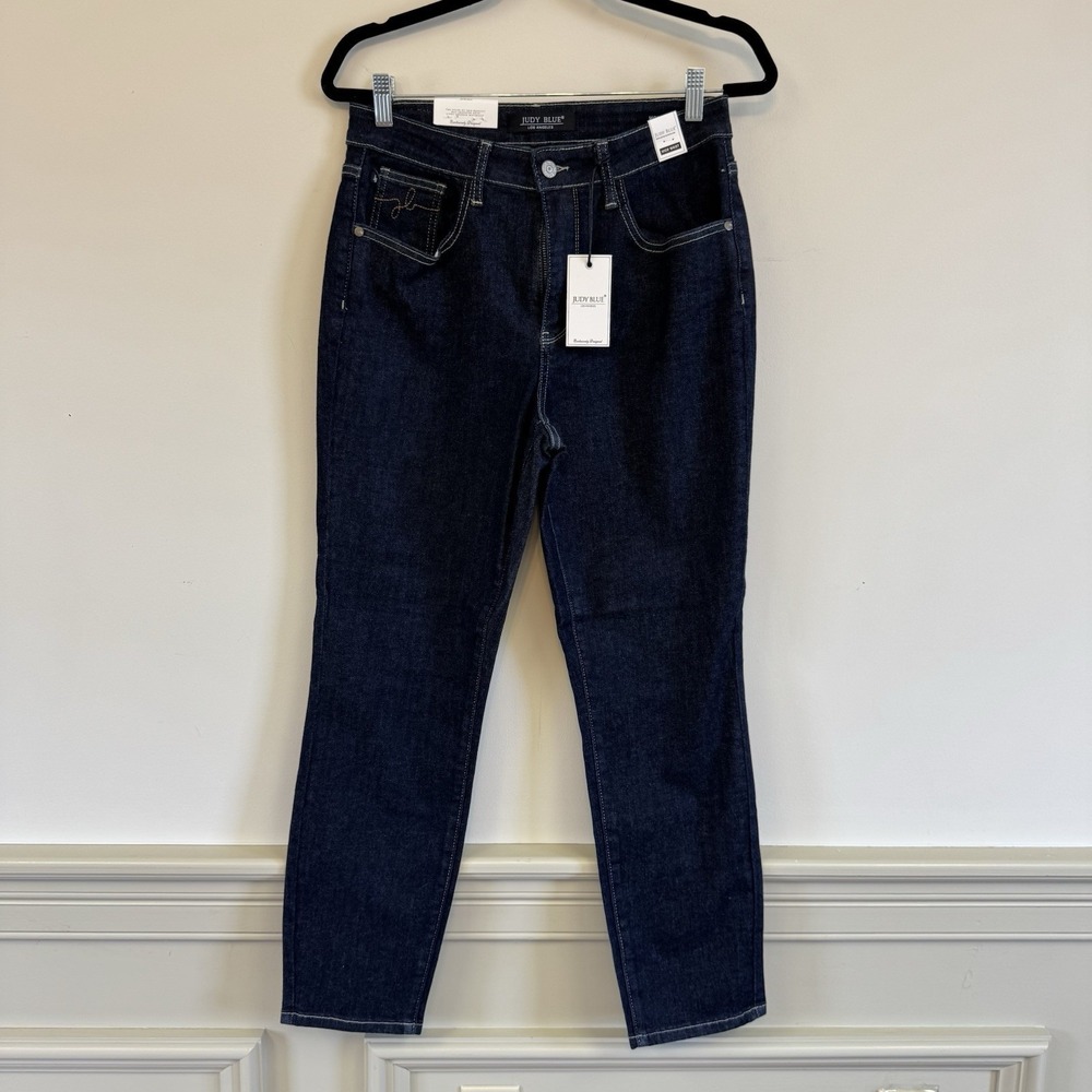 Judy Blue Mom Jeans Dark Wash High Rise Denim JB88273 Navy Blue Women's 7/28 NWT - Picture 2 of 10